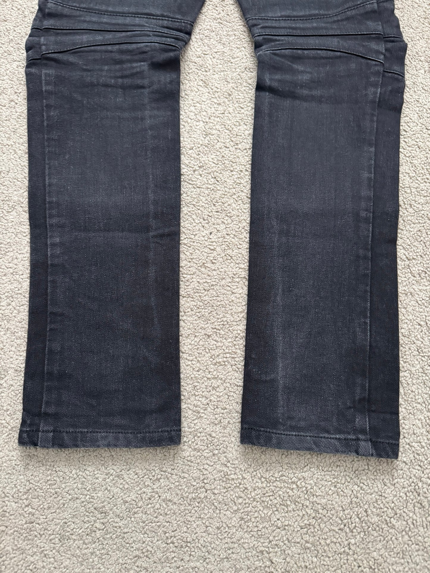 Balmain by Olivier Rousteing Washed Black Zip Biker Denim Jeans