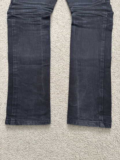 Balmain by Olivier Rousteing Washed Black Zip Biker Denim Jeans