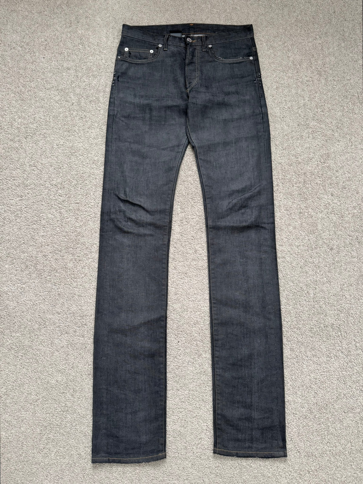 AW08 Dior Homme by Kris Van Assche Waxed Black Raw Denim Jeans