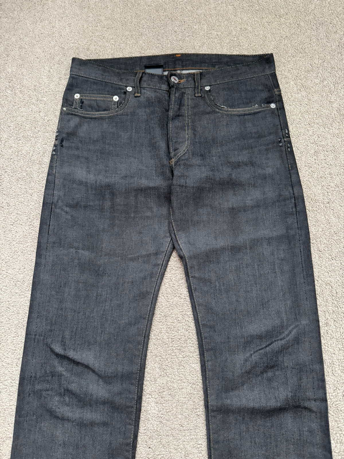 AW08 Dior Homme by Kris Van Assche Waxed Black Raw Denim Jeans