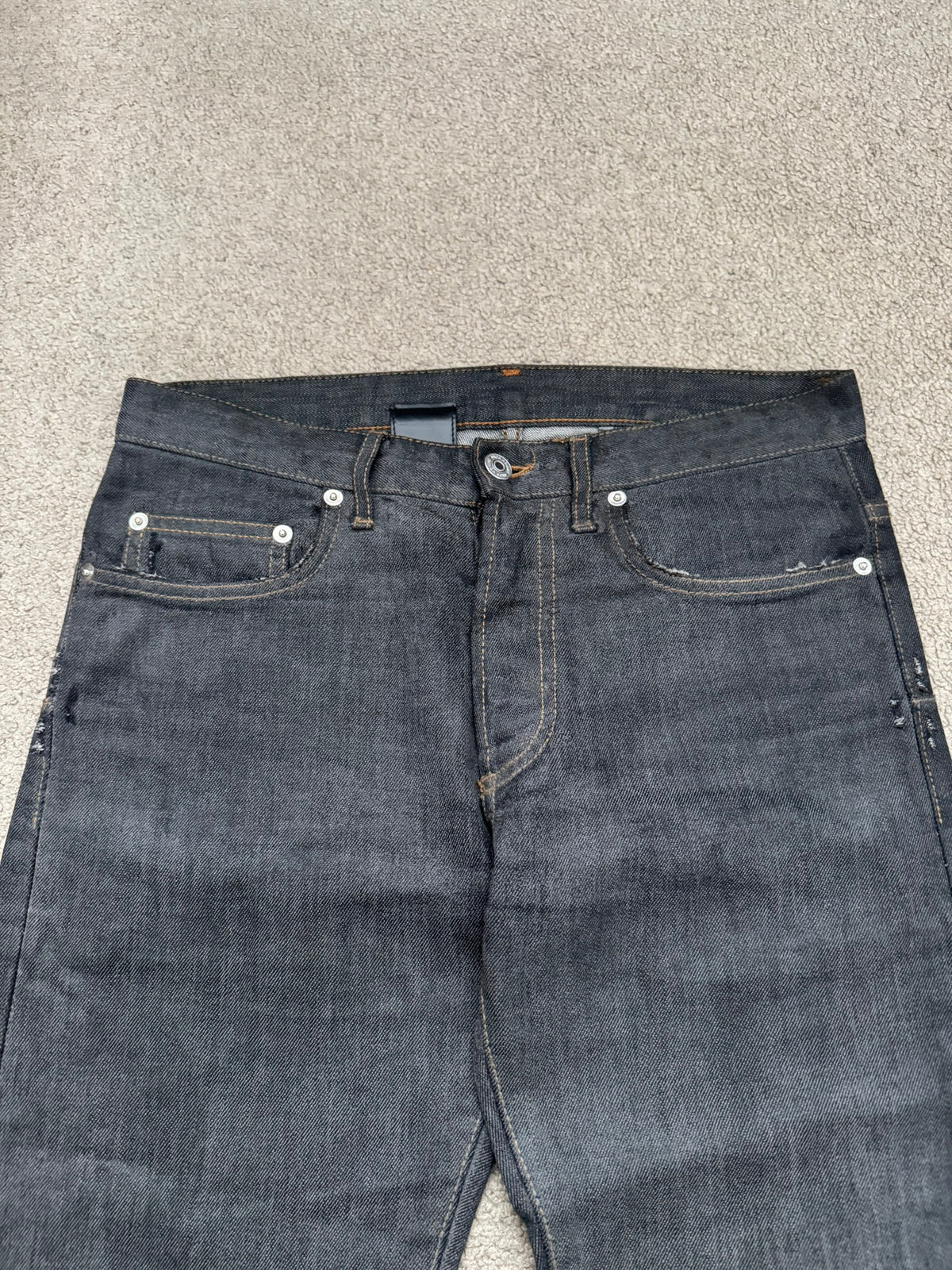 AW08 Dior Homme by Kris Van Assche Waxed Black Raw Denim Jeans
