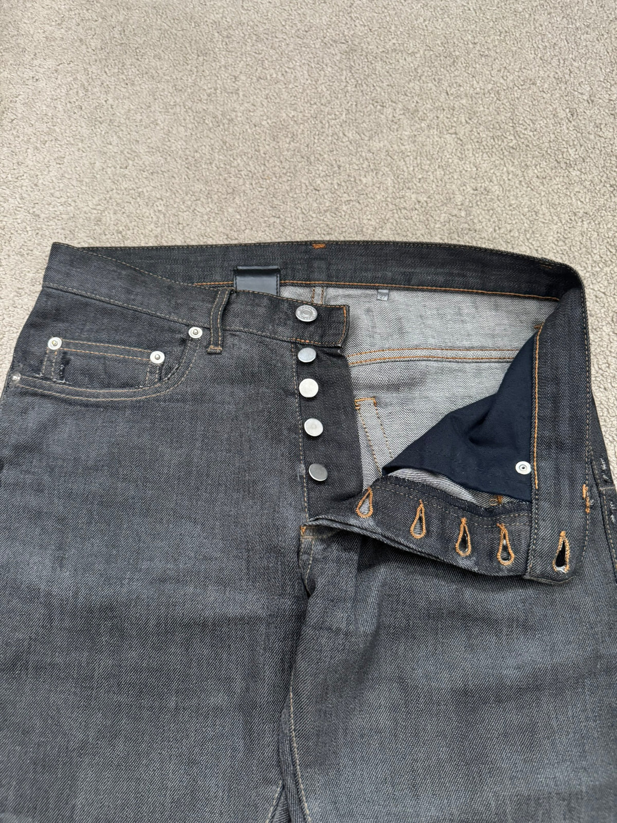 AW08 Dior Homme by Kris Van Assche Waxed Black Raw Denim Jeans