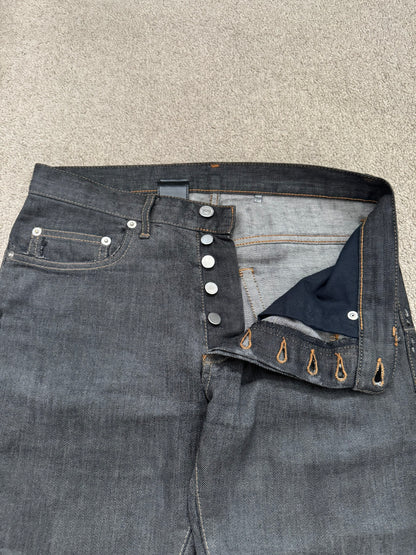 AW08 Dior Homme by Kris Van Assche Waxed Black Raw Denim Jeans