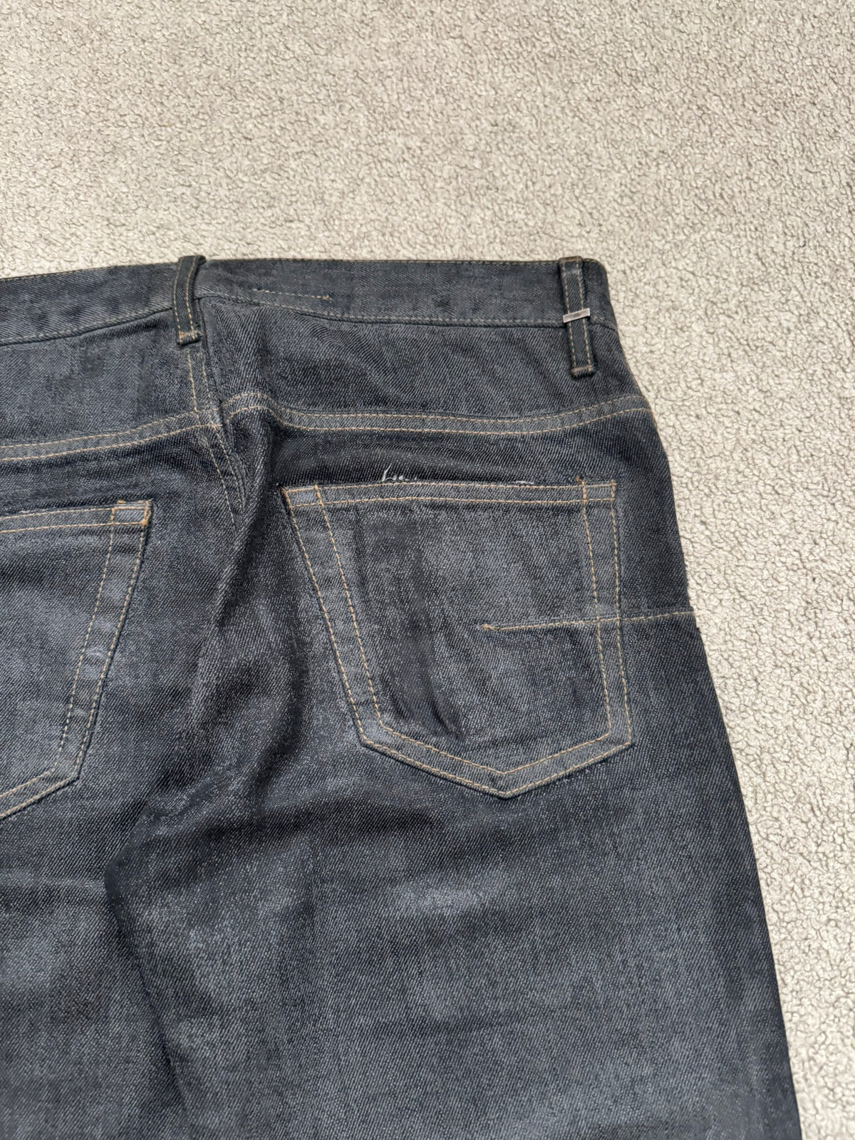 AW08 Dior Homme by Kris Van Assche Waxed Black Raw Denim Jeans