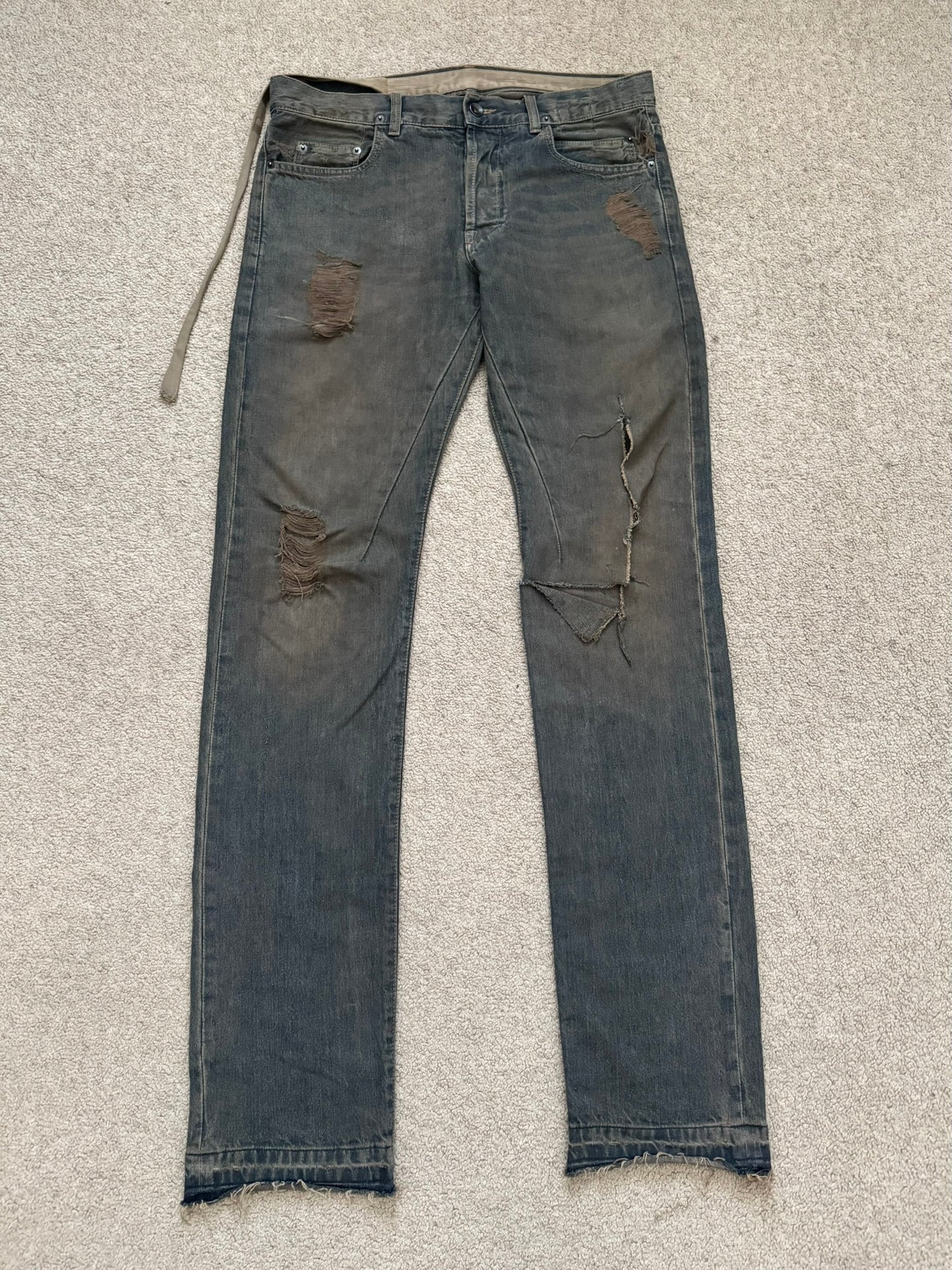 SS09 Rick Owens DRKSHDW Mudwash Distress Detroit Denim Jeans