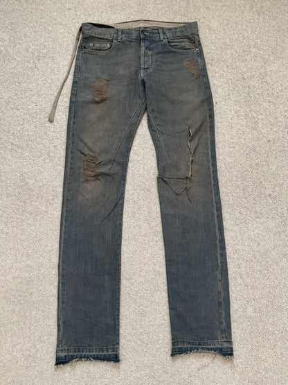 SS09 Rick Owens DRKSHDW Mudwash Distress Detroit Denim Jeans