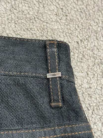 AW08 Dior Homme by Kris Van Assche Waxed Black Raw Denim Jeans
