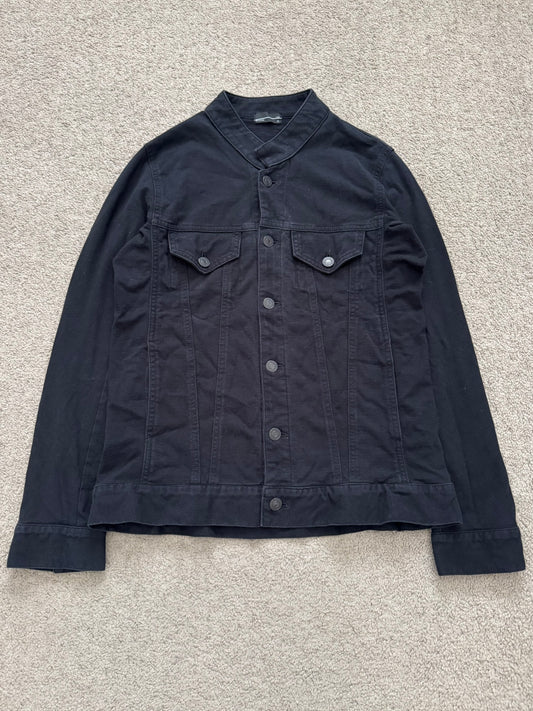 SS15 Lad Musician Collarless Black Cotton Trucker Jacket