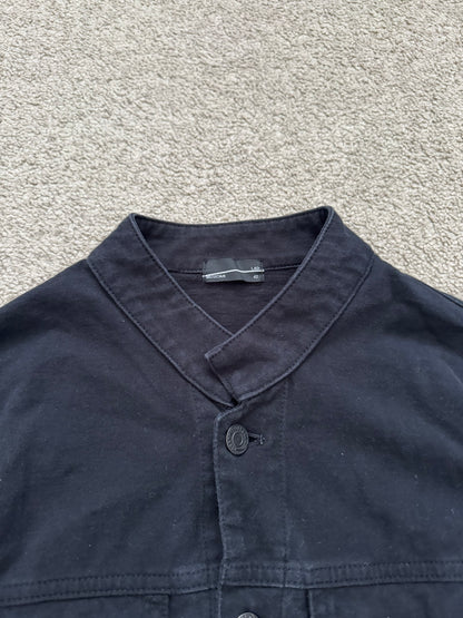 SS15 Lad Musician Collarless Black Cotton Trucker Jacket