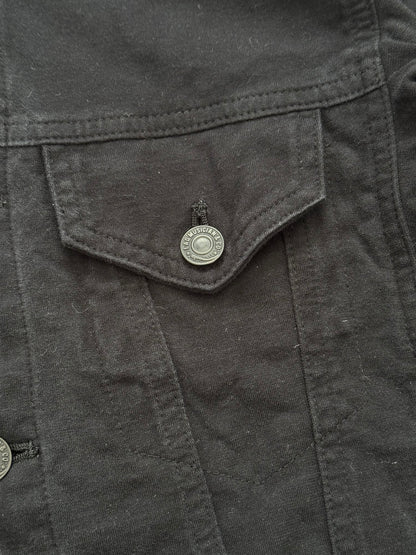 SS15 Lad Musician Collarless Black Cotton Trucker Jacket