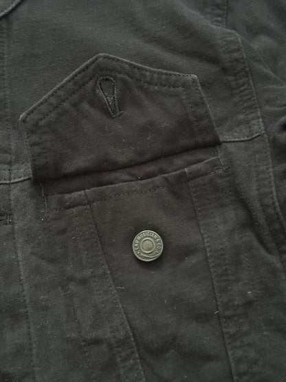 SS15 Lad Musician Collarless Black Cotton Trucker Jacket
