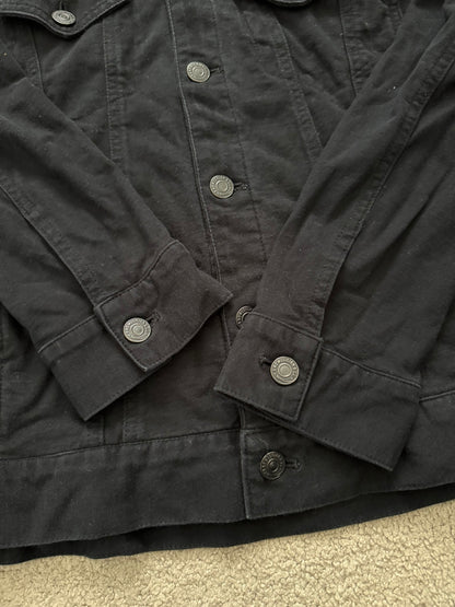 SS15 Lad Musician Collarless Black Cotton Trucker Jacket