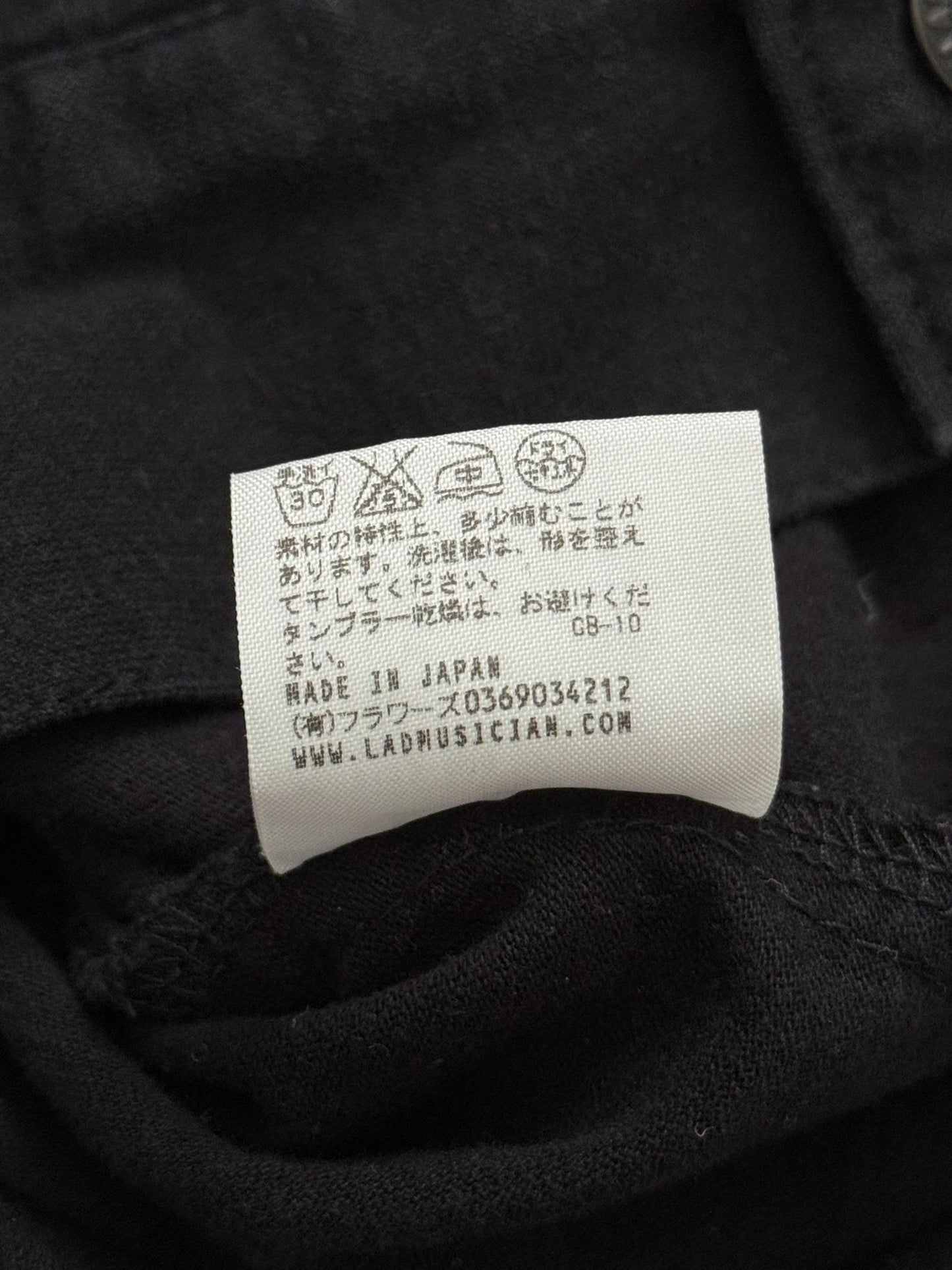 SS15 Lad Musician Collarless Black Cotton Trucker Jacket