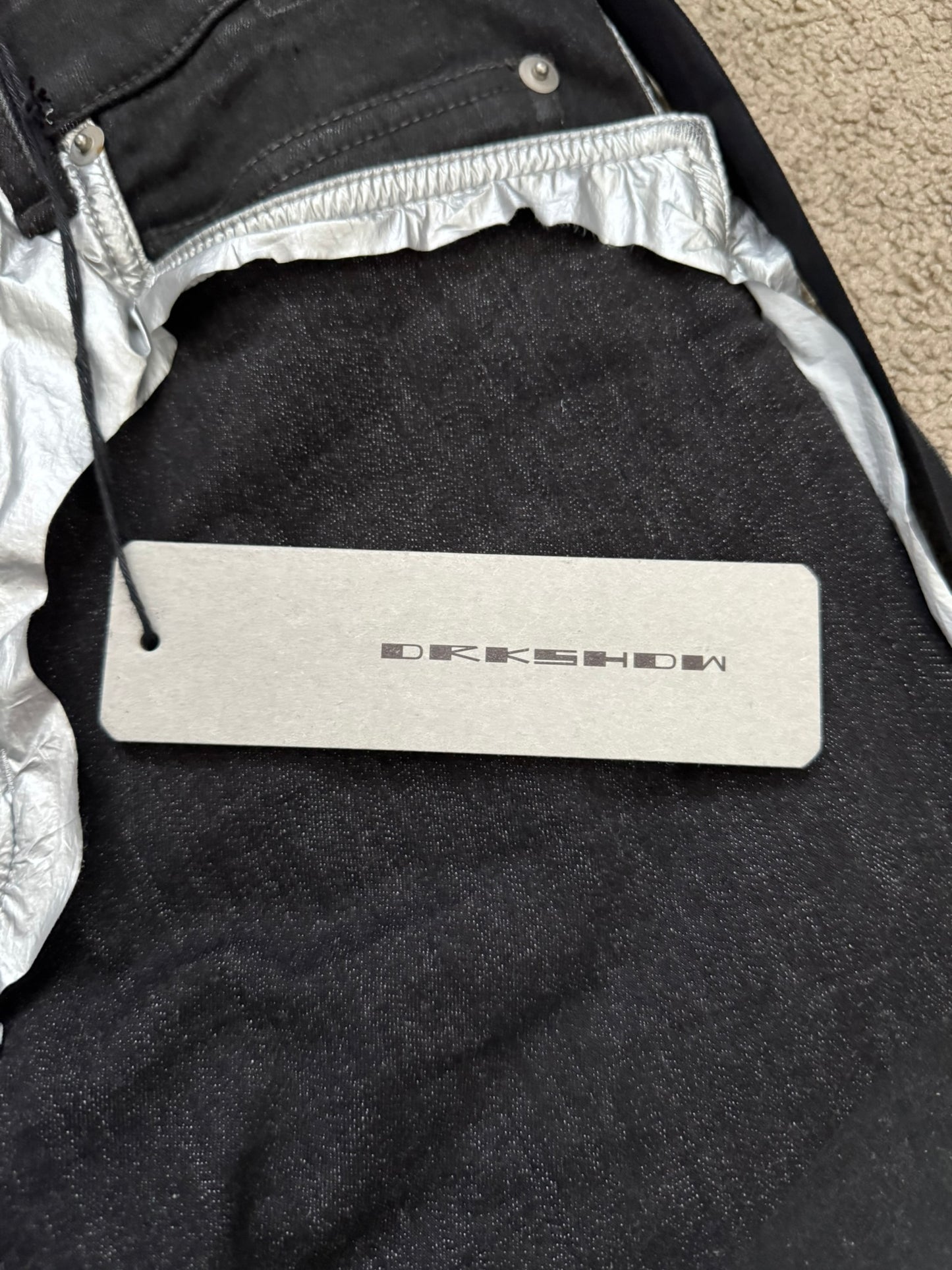 FW21 Rick Owens DRKSHDW Black Wax Hybrid Tyrone Denim Jeans