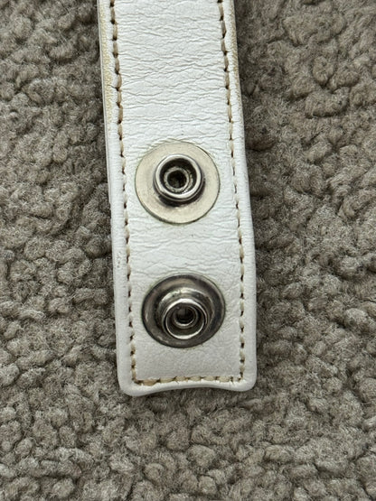 Chrome Hearts 3 Rhodium Silver Snap White Leather Bracelet