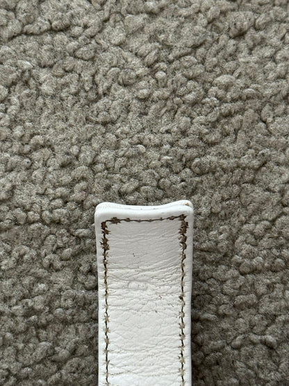 Chrome Hearts 3 Rhodium Silver Snap White Leather Bracelet