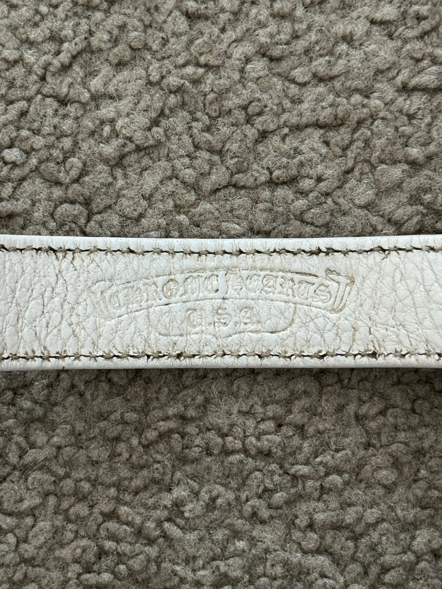 Chrome Hearts 3 Rhodium Silver Snap White Leather Bracelet
