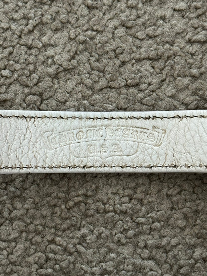 Chrome Hearts 3 Rhodium Silver Snap White Leather Bracelet