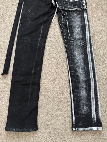 FW21 Rick Owens DRKSHDW Black Wax Hybrid Tyrone Denim Jeans
