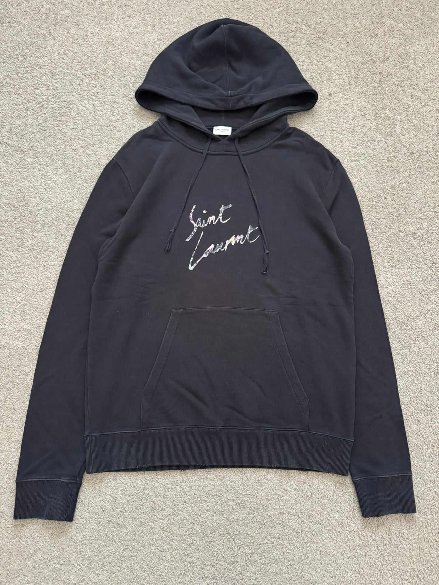 SS19 Saint Laurent Animal Print Script Logo Hoodie