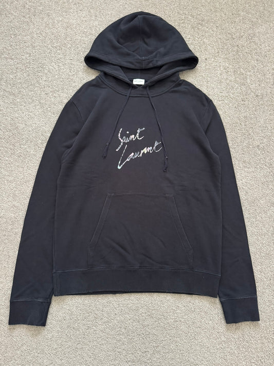 SS19 Saint Laurent Animal Print Script Logo Hoodie