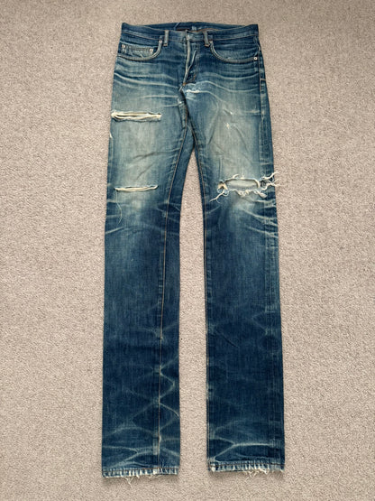 AW04 Dior Homme by Hedi Slimane Thrashed Indigo MIJ Denim Jeans