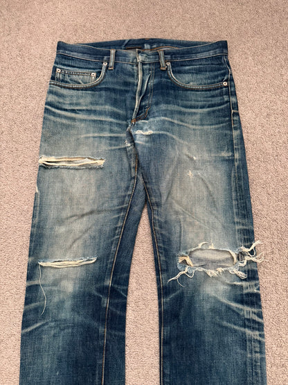 AW04 Dior Homme by Hedi Slimane Thrashed Indigo MIJ Denim Jeans