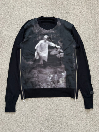 SS20 Undercover Cindy Sherman Zip Abstract Wool Knit Sweater