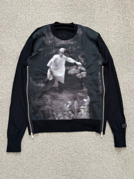 SS20 Undercover Cindy Sherman Zip Abstract Wool Knit Sweater