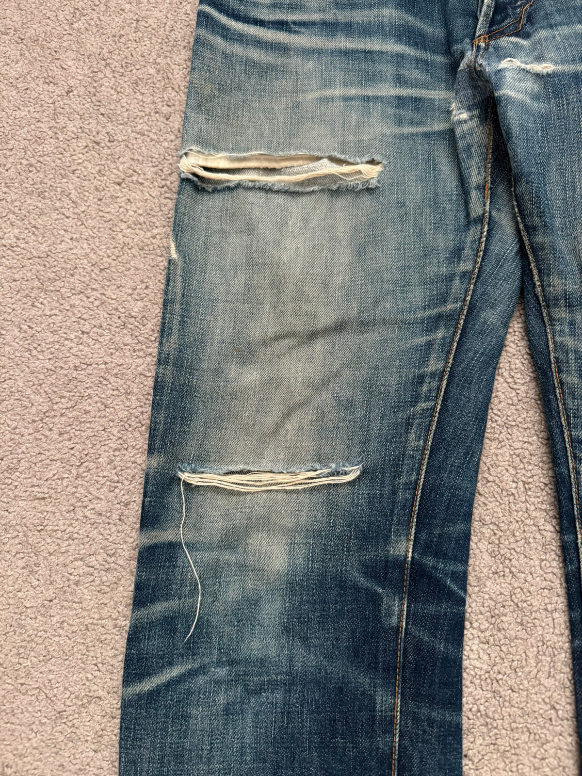 AW04 Dior Homme by Hedi Slimane Thrashed Indigo MIJ Denim Jeans