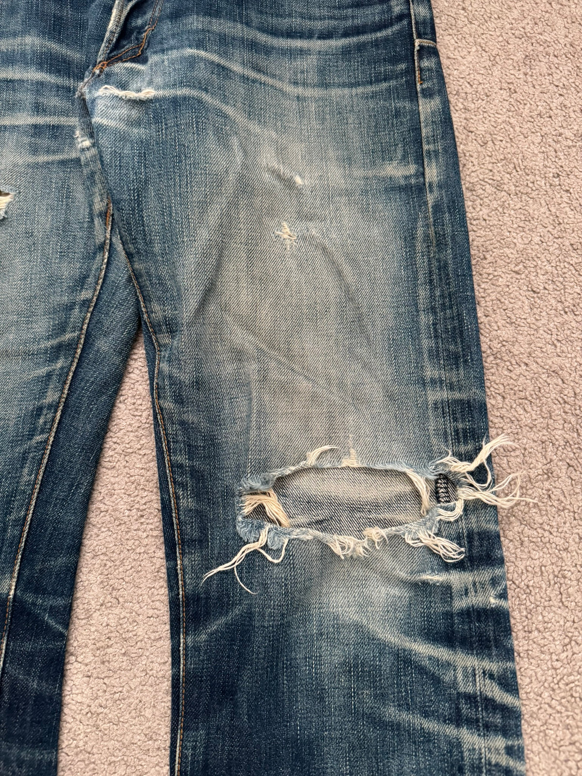 AW04 Dior Homme by Hedi Slimane Thrashed Indigo MIJ Denim Jeans