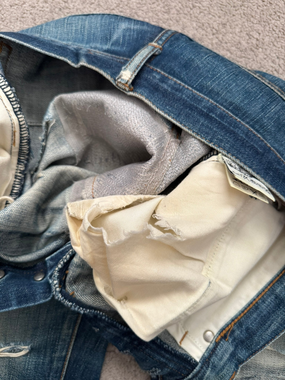 AW04 Dior Homme by Hedi Slimane Thrashed Indigo MIJ Denim Jeans