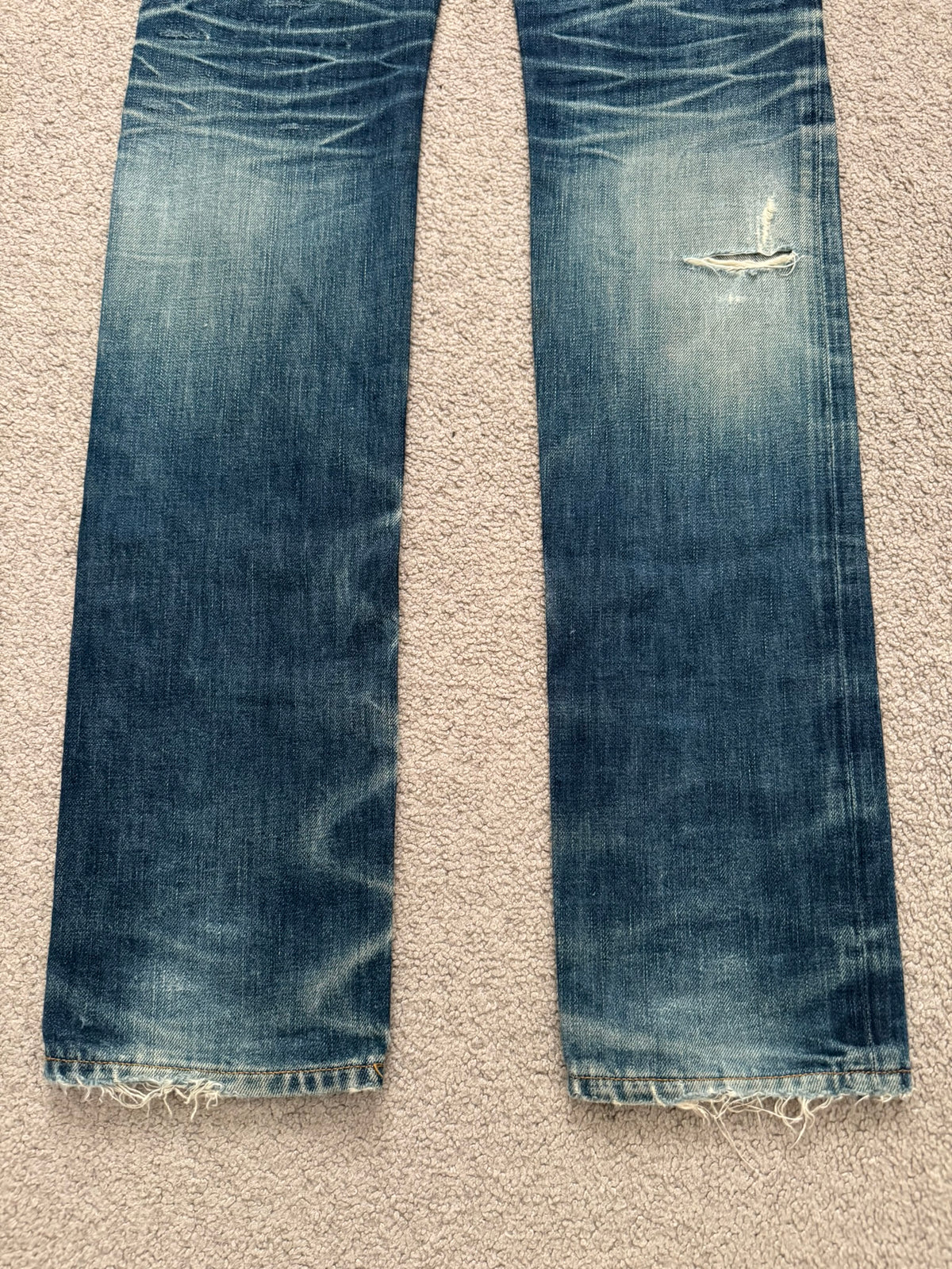 AW04 Dior Homme by Hedi Slimane Thrashed Indigo MIJ Denim Jeans