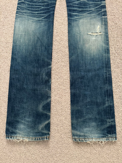 AW04 Dior Homme by Hedi Slimane Thrashed Indigo MIJ Denim Jeans