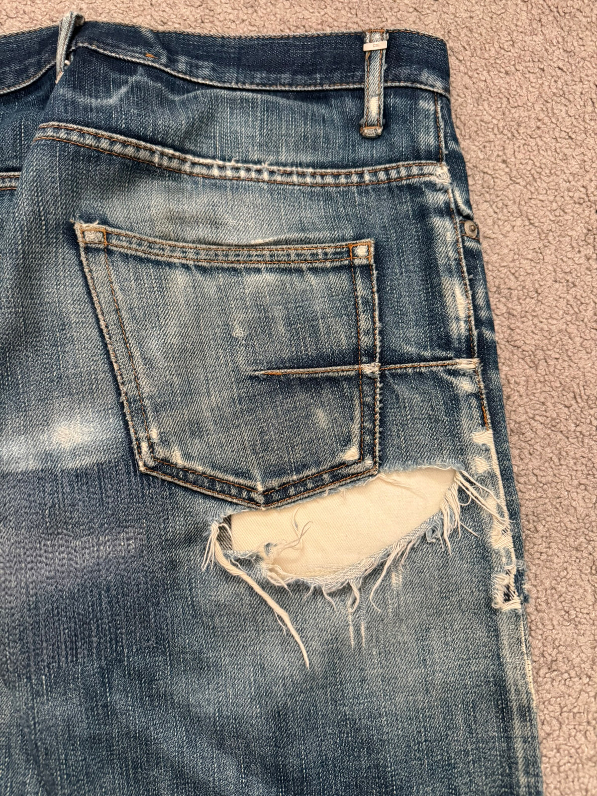 AW04 Dior Homme by Hedi Slimane Thrashed Indigo MIJ Denim Jeans