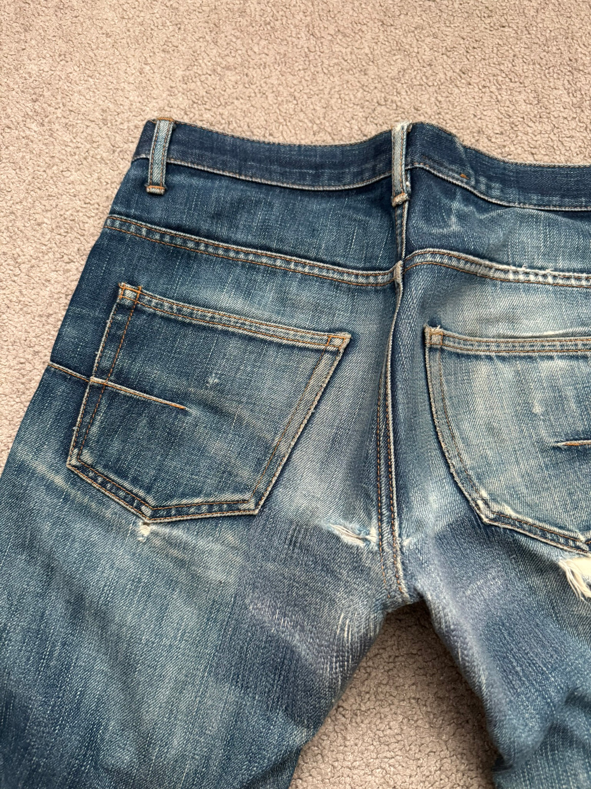 AW04 Dior Homme by Hedi Slimane Thrashed Indigo MIJ Denim Jeans