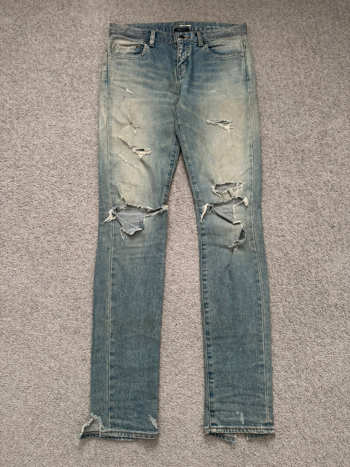 FW15 Saint Laurent by Hedi Slimane Crash Distressed D01 Denim Jeans