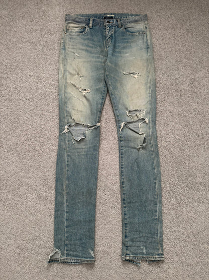 FW15 Saint Laurent by Hedi Slimane Crash Distressed D01 Denim Jeans