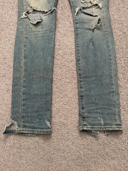 FW15 Saint Laurent by Hedi Slimane Crash Distressed D01 Denim Jeans