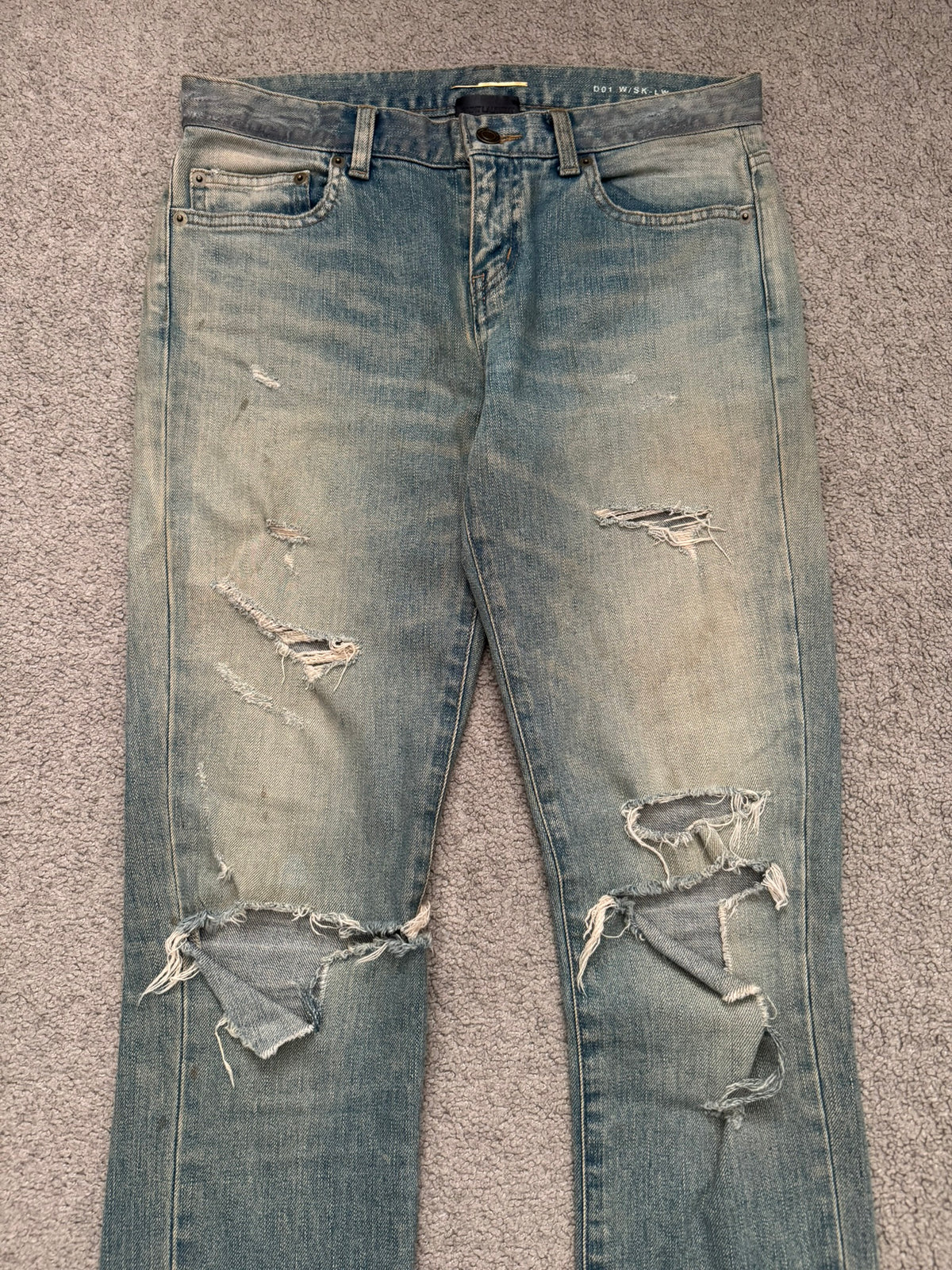 FW15 Saint Laurent by Hedi Slimane Crash Distressed D01 Denim Jeans