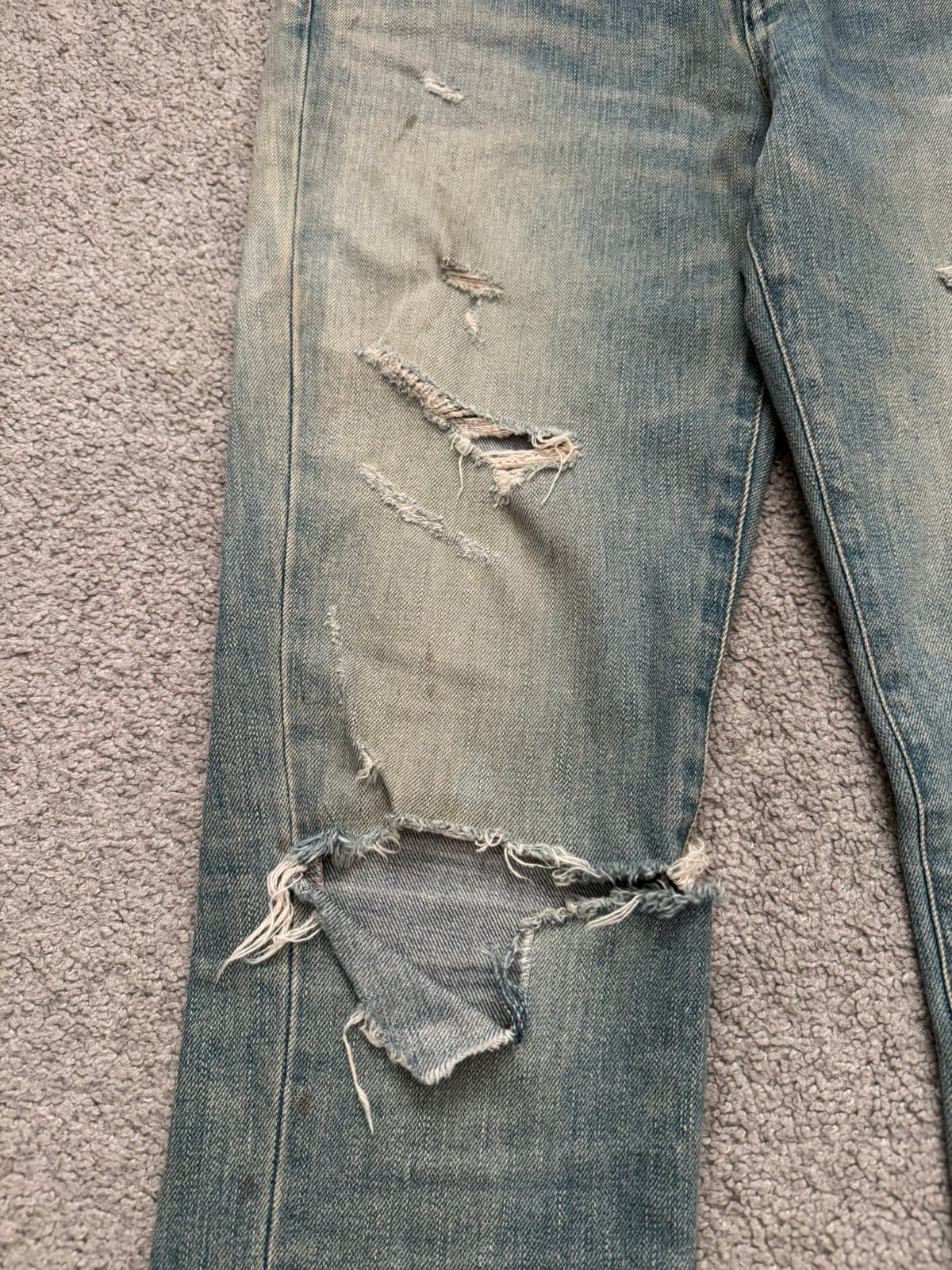 FW15 Saint Laurent by Hedi Slimane Crash Distressed D01 Denim Jeans