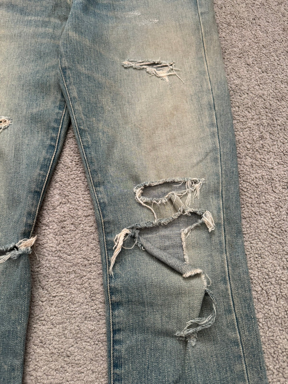 FW15 Saint Laurent by Hedi Slimane Crash Distressed D01 Denim Jeans