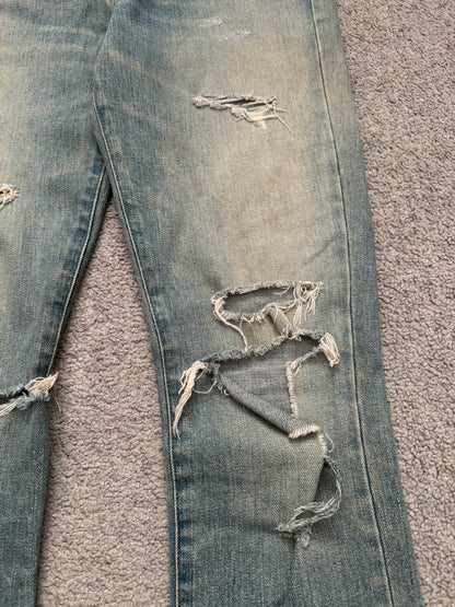 FW15 Saint Laurent by Hedi Slimane Crash Distressed D01 Denim Jeans