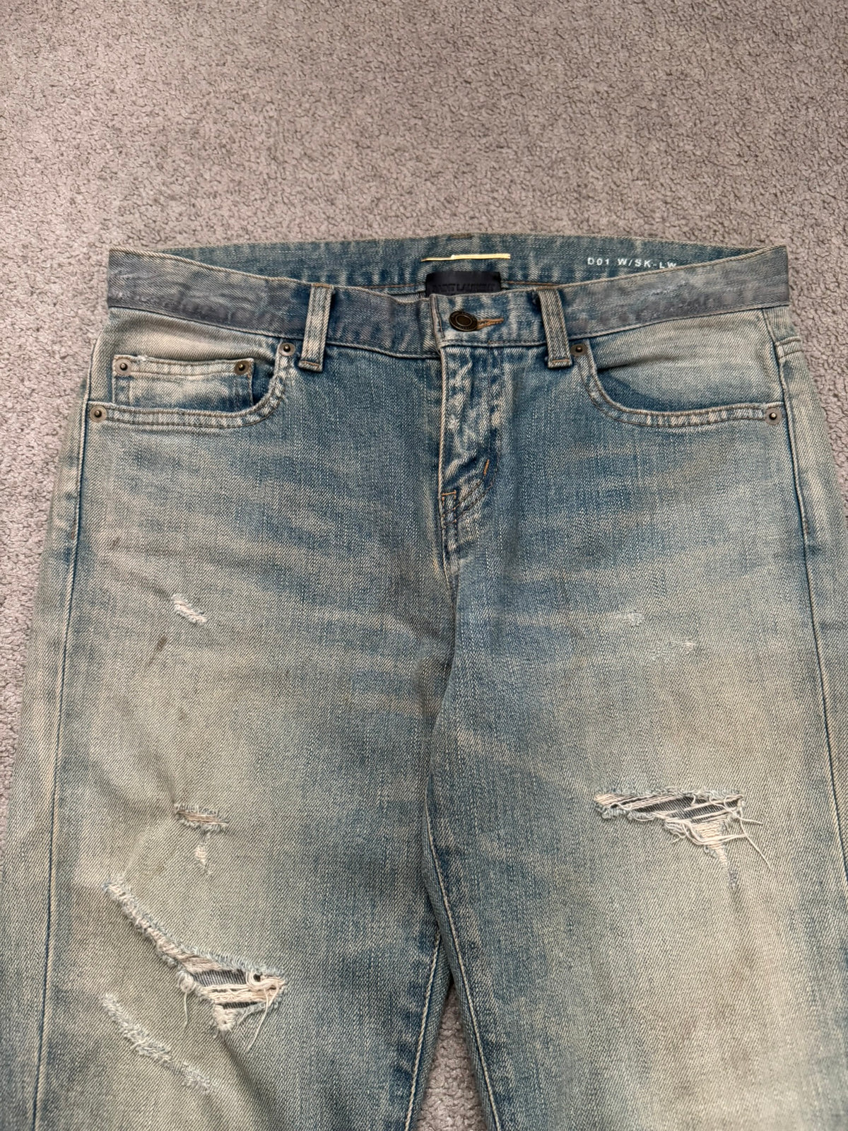 FW15 Saint Laurent by Hedi Slimane Crash Distressed D01 Denim Jeans