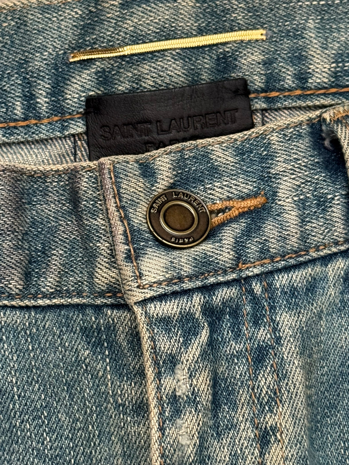 FW15 Saint Laurent by Hedi Slimane Crash Distressed D01 Denim Jeans