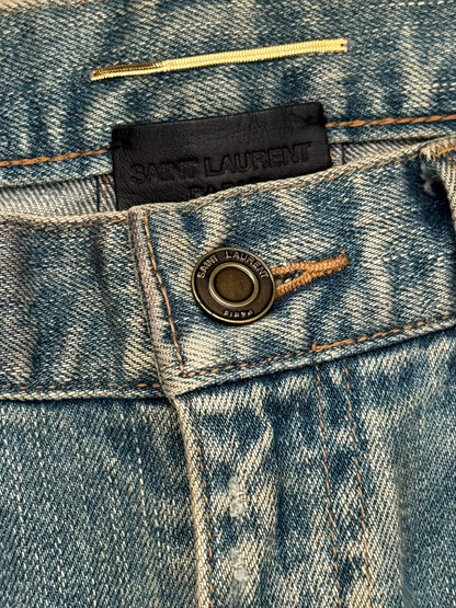 FW15 Saint Laurent by Hedi Slimane Crash Distressed D01 Denim Jeans
