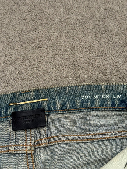 FW15 Saint Laurent by Hedi Slimane Crash Distressed D01 Denim Jeans