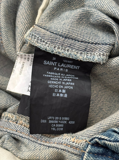 FW15 Saint Laurent by Hedi Slimane Crash Distressed D01 Denim Jeans
