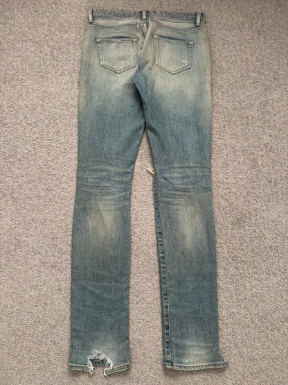 FW15 Saint Laurent by Hedi Slimane Crash Distressed D01 Denim Jeans