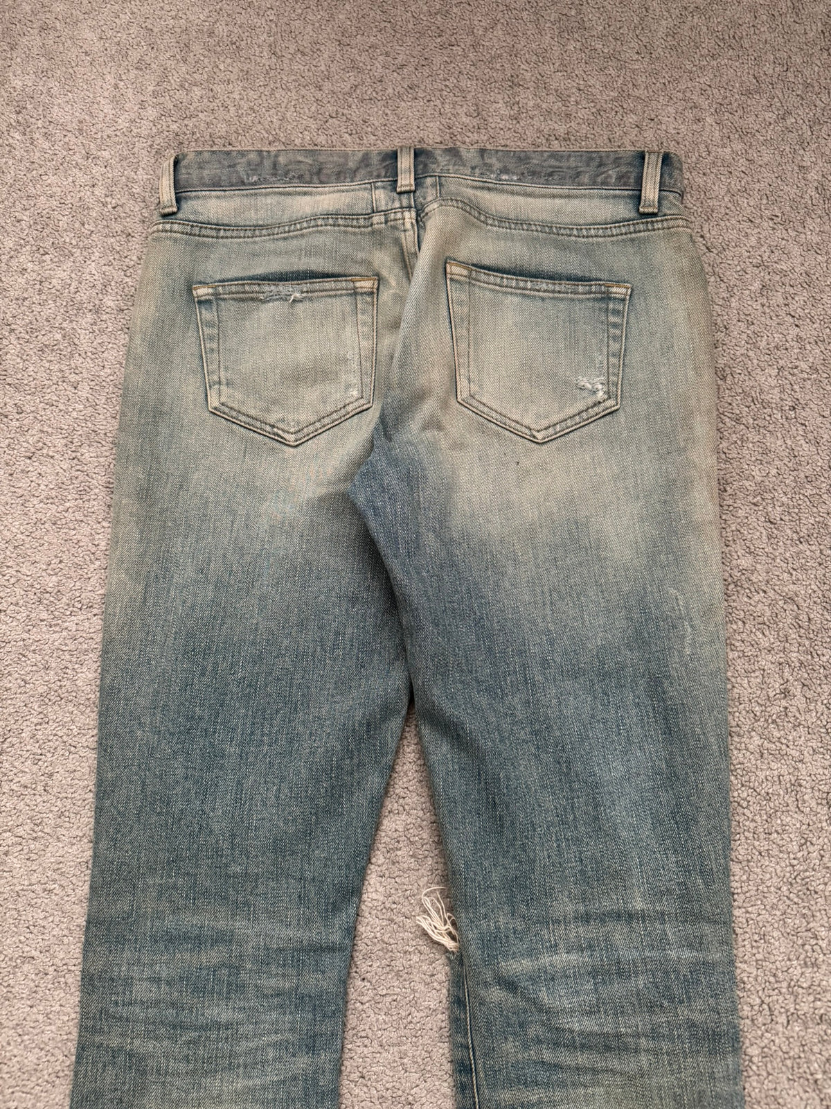 FW15 Saint Laurent by Hedi Slimane Crash Distressed D01 Denim Jeans